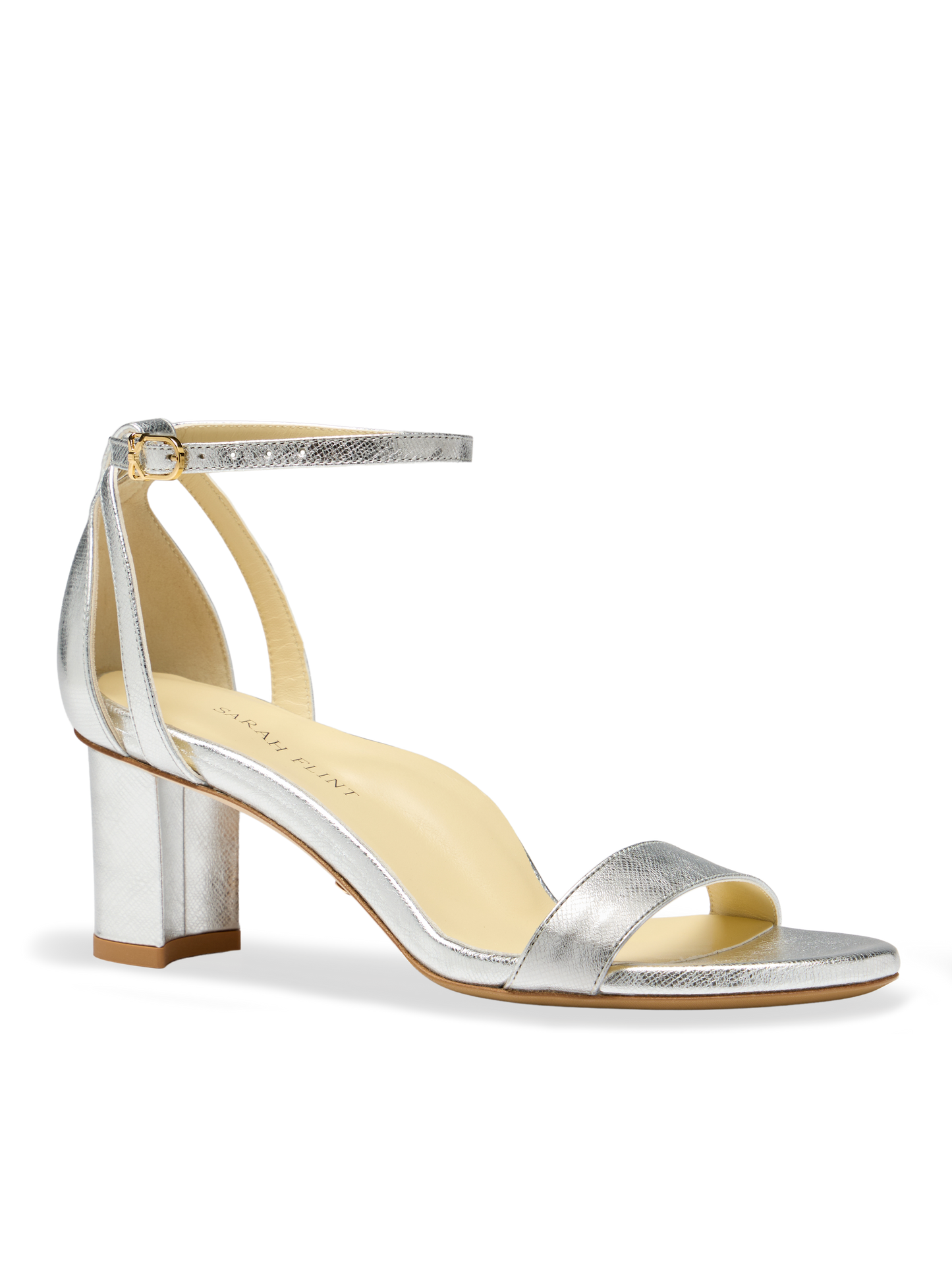 Perfect Block Sandal 60 in Silver Textured Saffiano