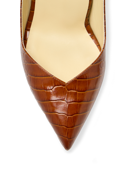 Perfect Sling 85 in Cognac Croc Embossed Calf