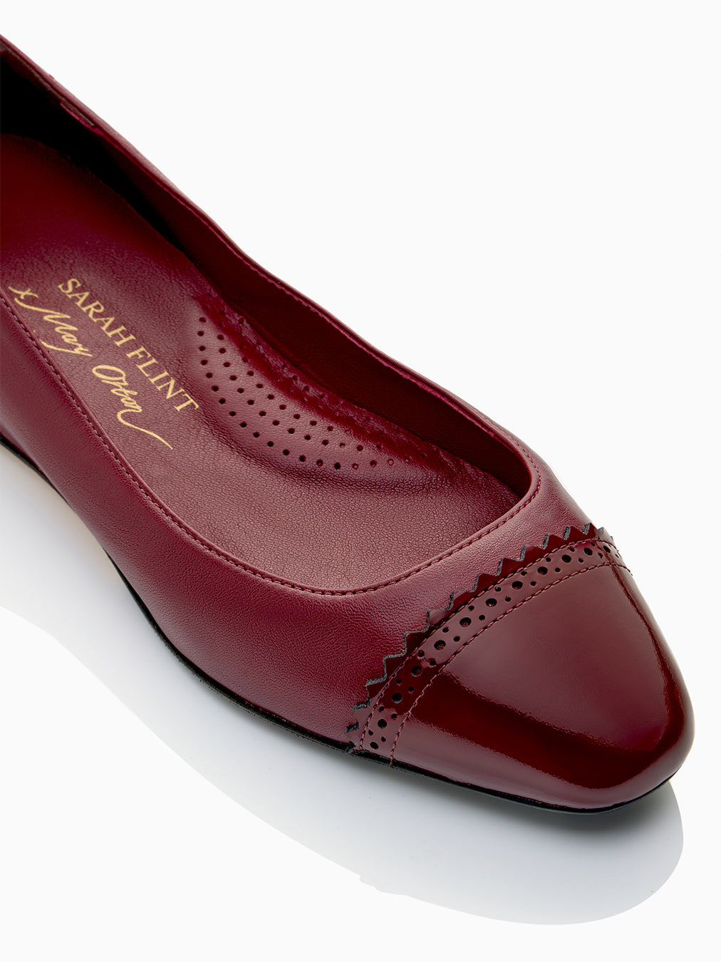 Sarah Flint X Mary Orton Cap Toe Flat in Bordeaux Nappa