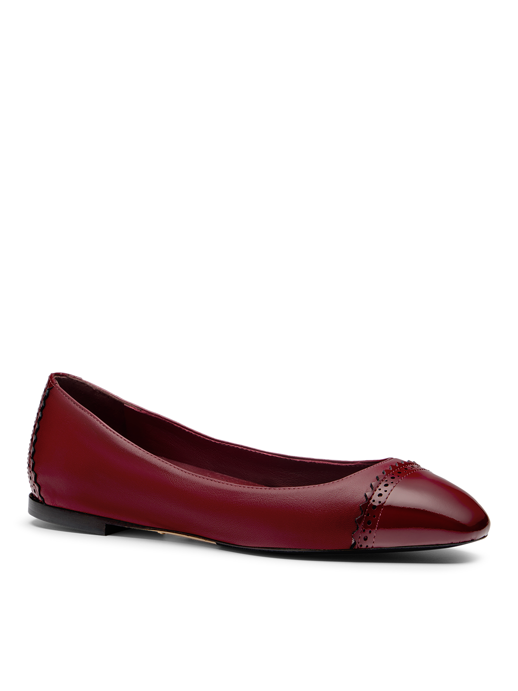 Sarah Flint X Mary Orton Cap Toe Flat in Bordeaux Nappa