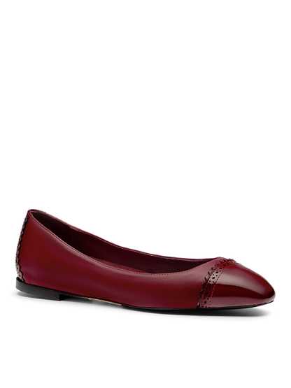 Sarah Flint X Mary Orton Cap Toe Flat in Bordeaux Nappa