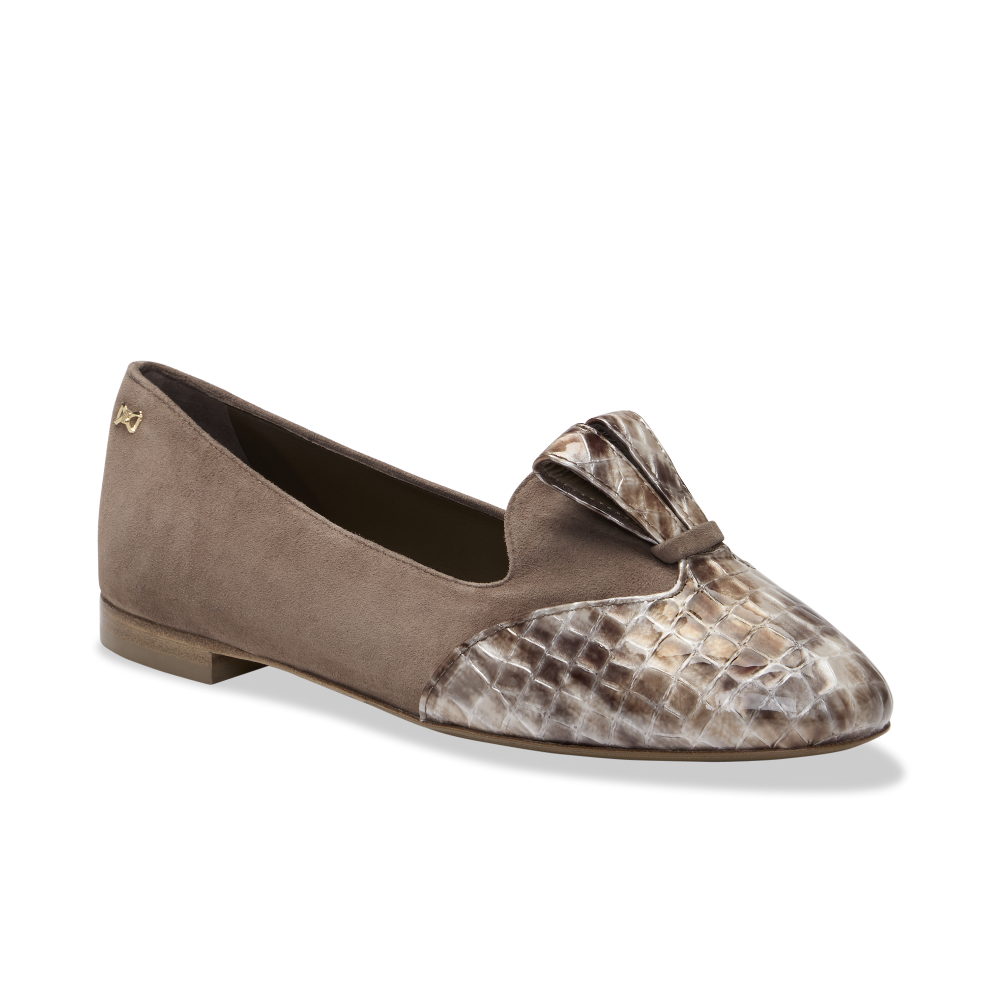 Bennet in Mocha Suede & Croc Embossed Calf