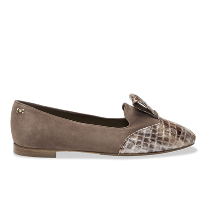 Bennet in Mocha Suede & Croc Embossed Calf