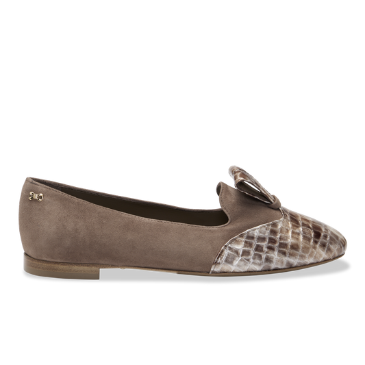 Bennet in Mocha Suede & Croc Embossed Calf