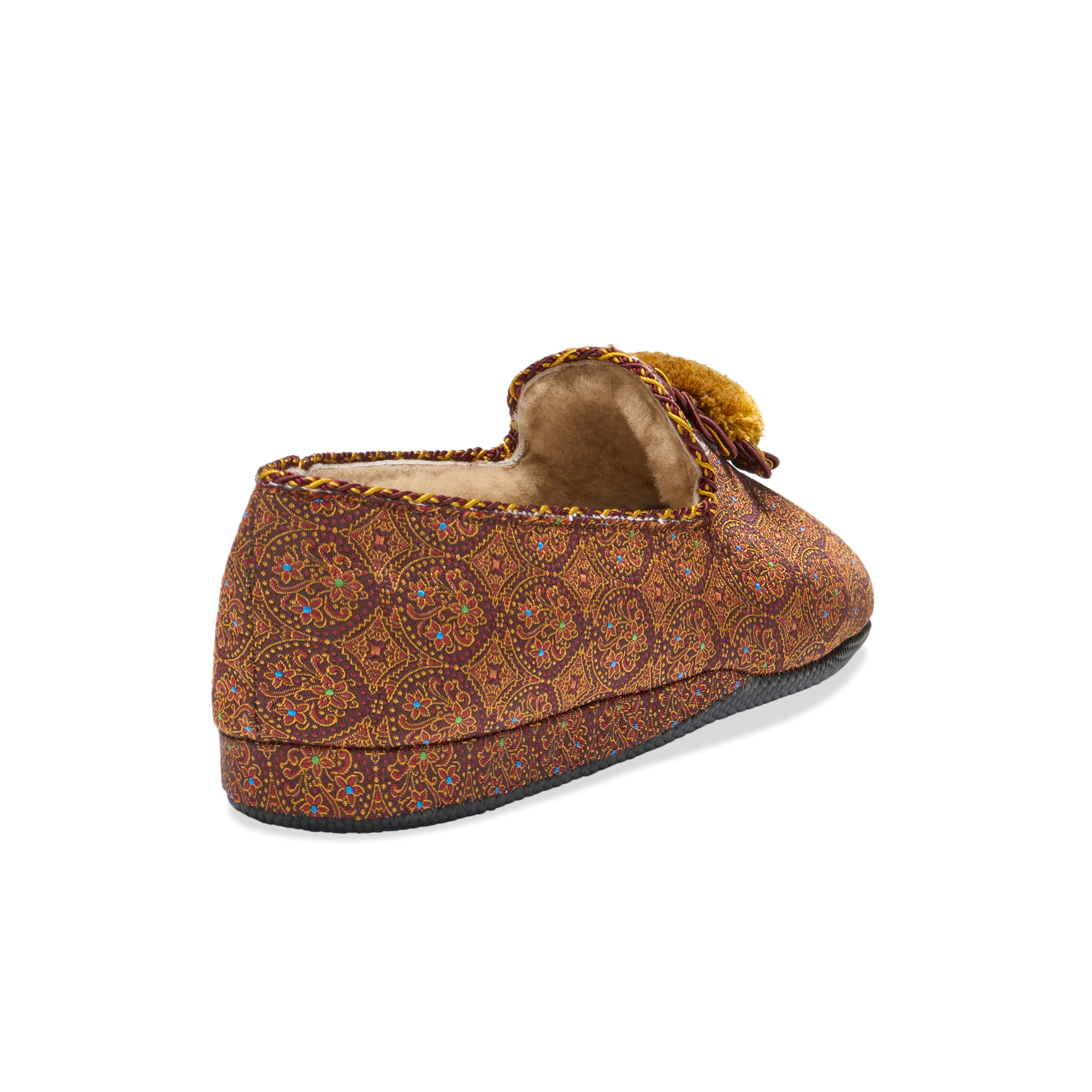 Fireside House Shoe in Burgundy Rosette Jacquard