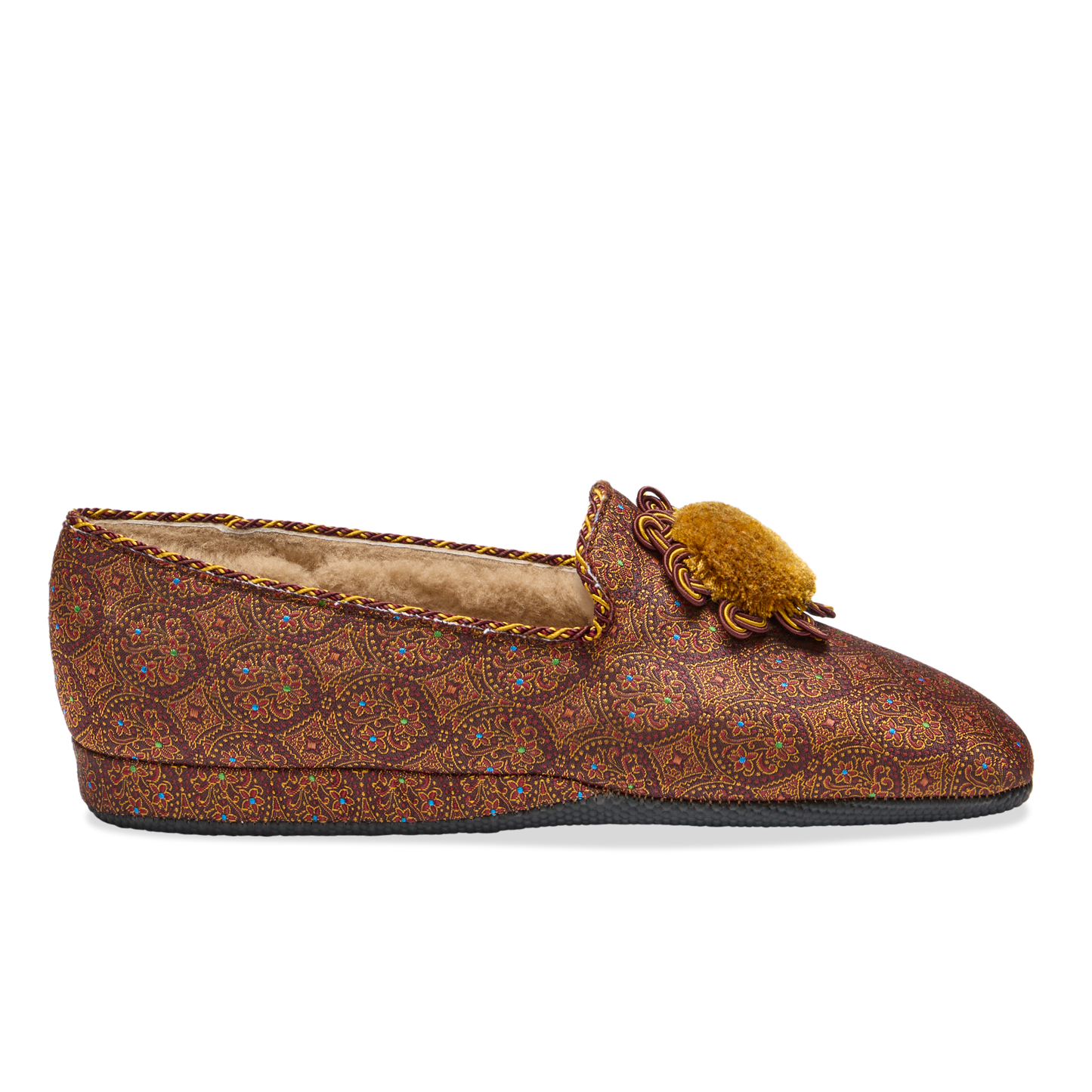 Fireside House Shoe in Burgundy Rosette Jacquard