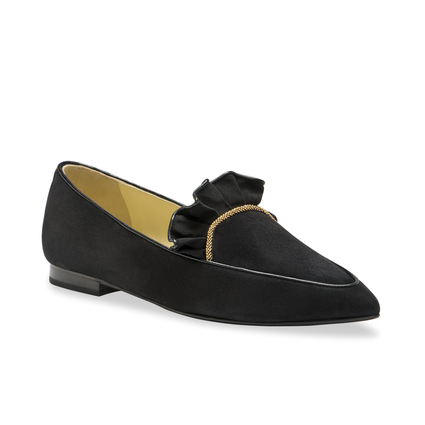 Gudel in Black Suede and Gold Chain