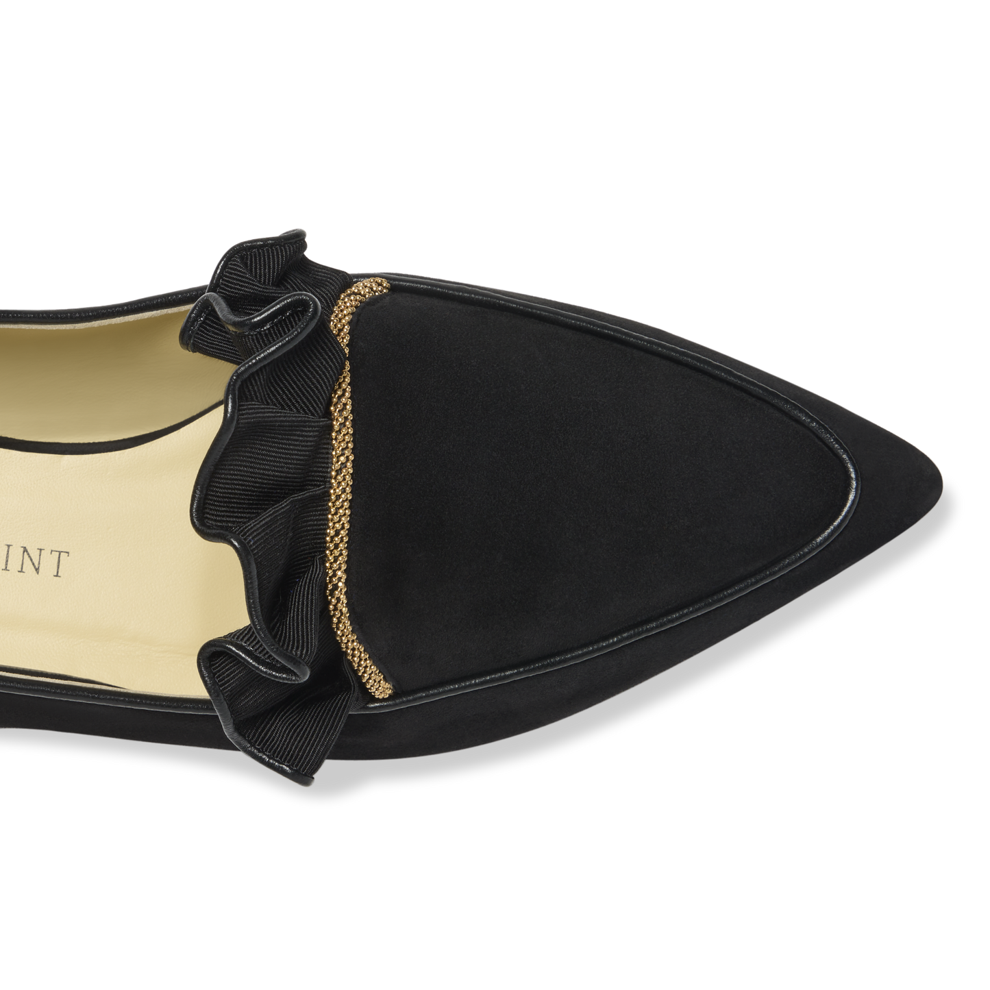 Gudel in Black Suede and Gold Chain