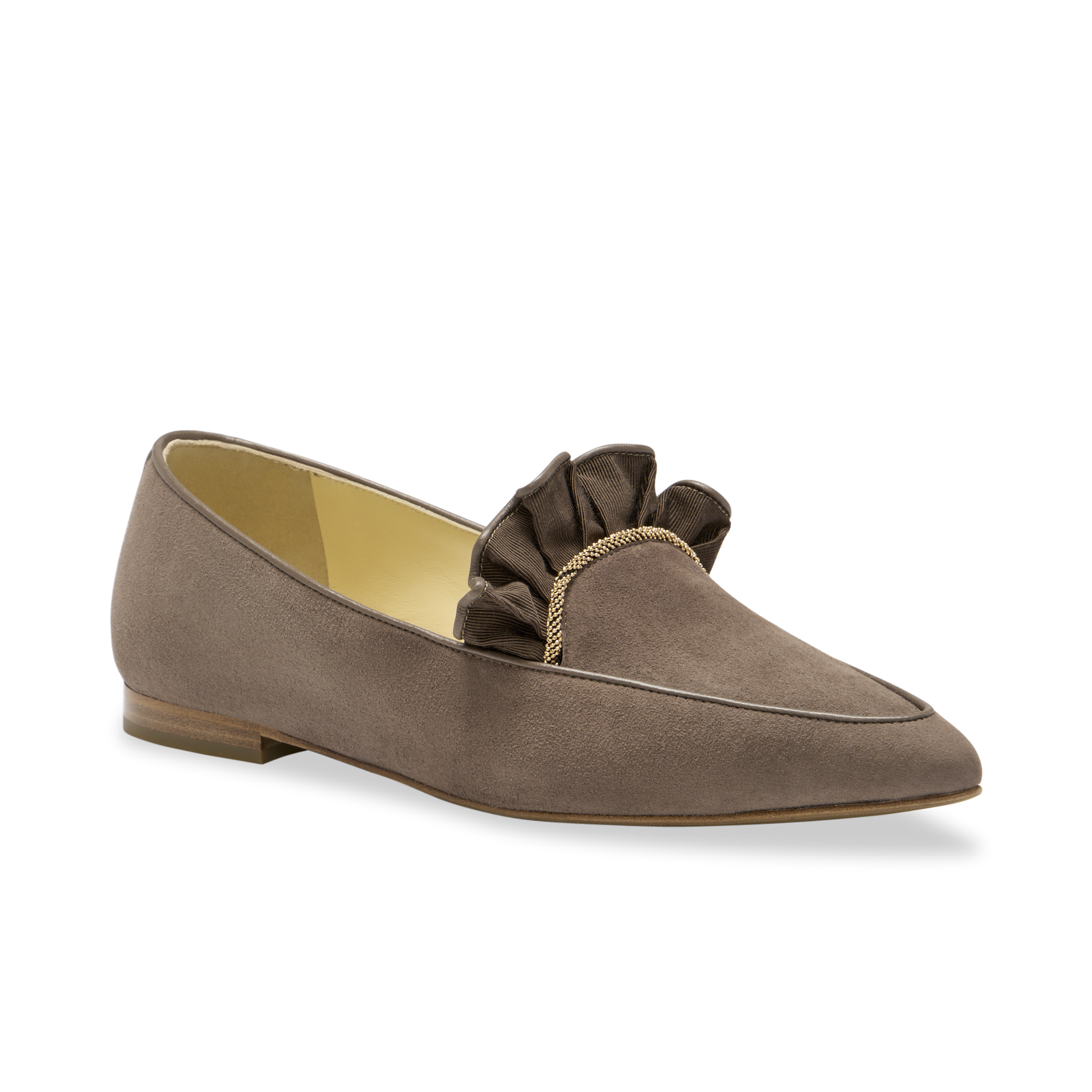 Gudel in Mocha Suede and Gold Chain