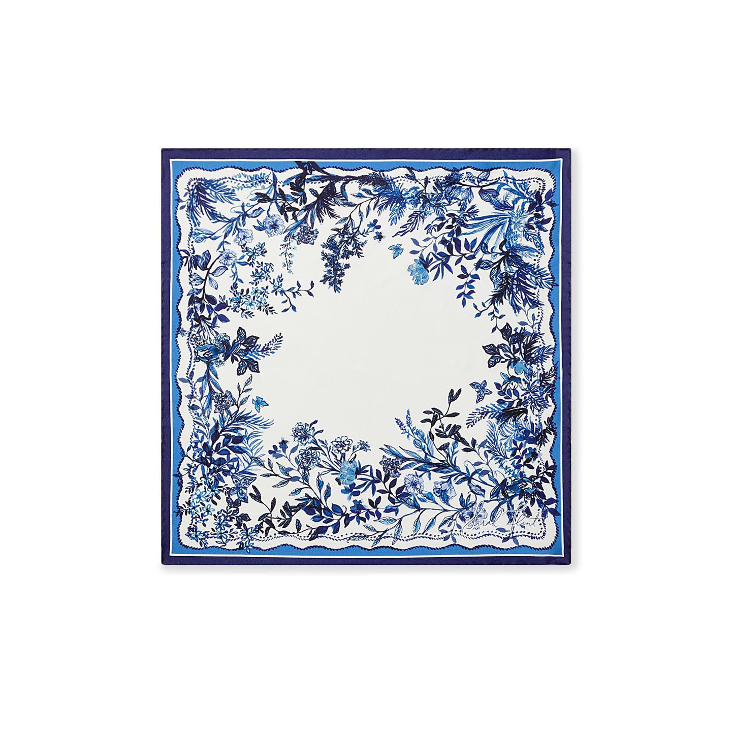 Hidden Garden Scarf 45 in Flora Blue Silk