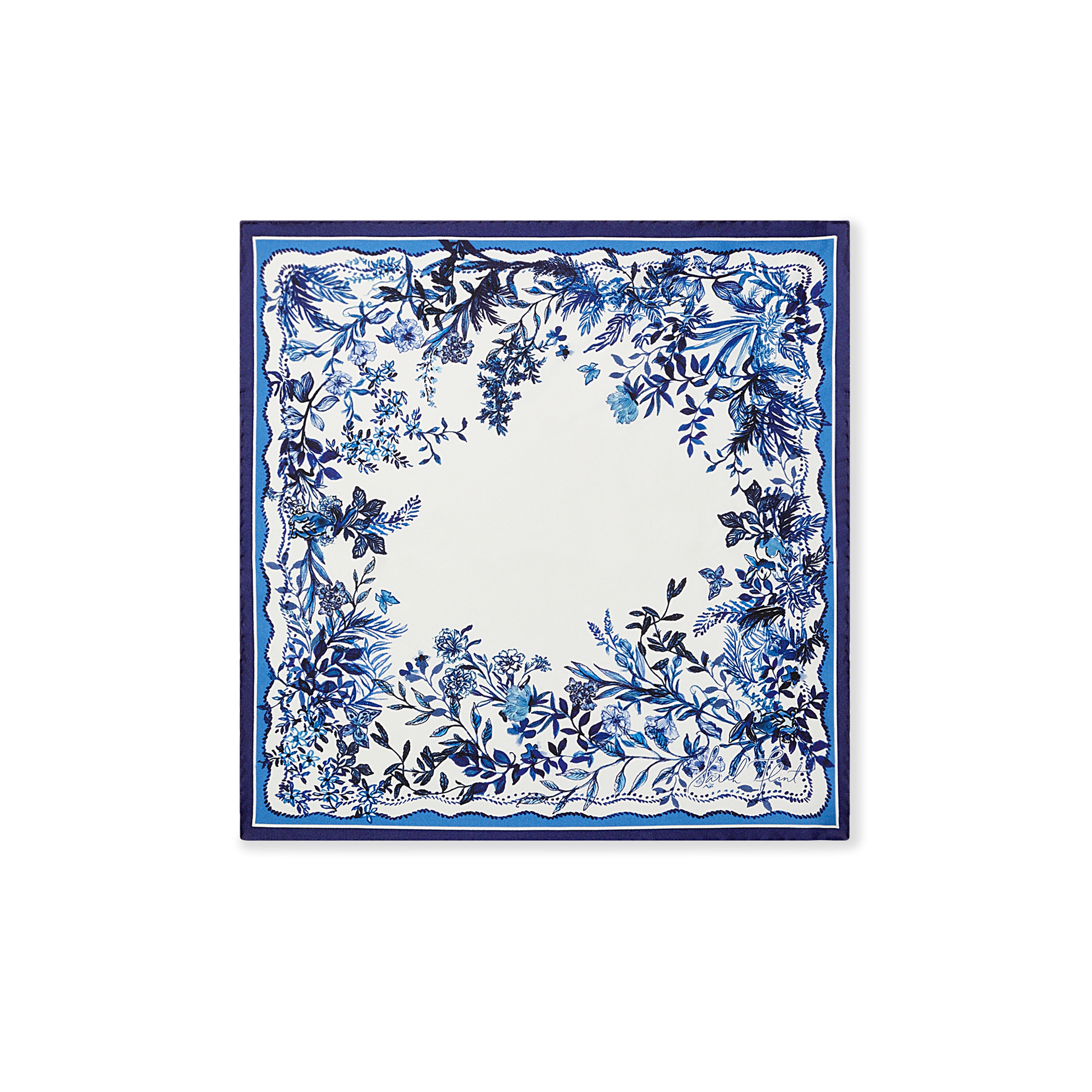 Hidden Garden Scarf 45 in Flora Blue Silk