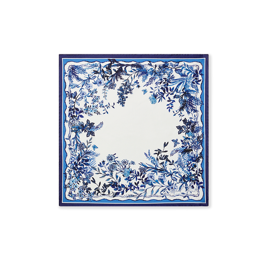Hidden Garden Scarf 45 in Flora Blue Silk