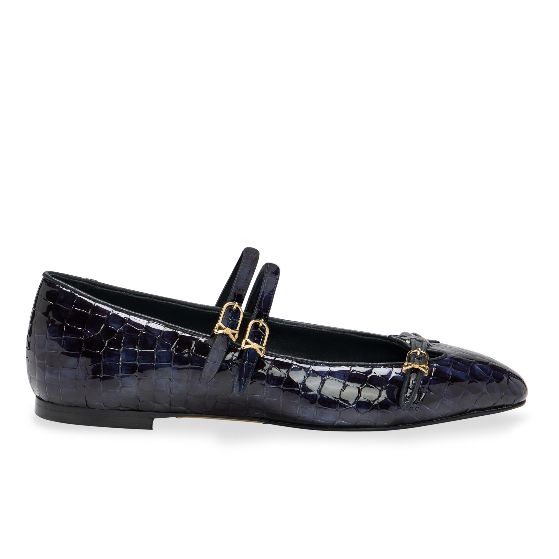 Mary Gail Mary Jane in Navy Croc Embossed Patent