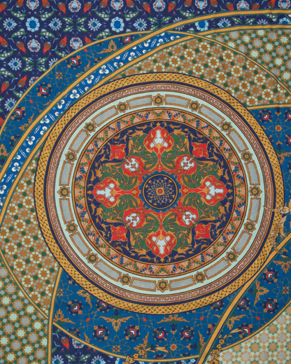 Mosaic Garden Scarf 140 in Sapphire Floral Cashmere Silk