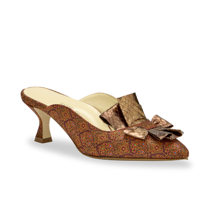 Perfect Abigail Kitten Mule 50 in Burgundy Jacquard