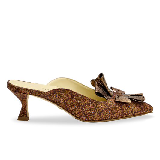 Perfect Abigail Kitten Mule 50 in Burgundy Jacquard