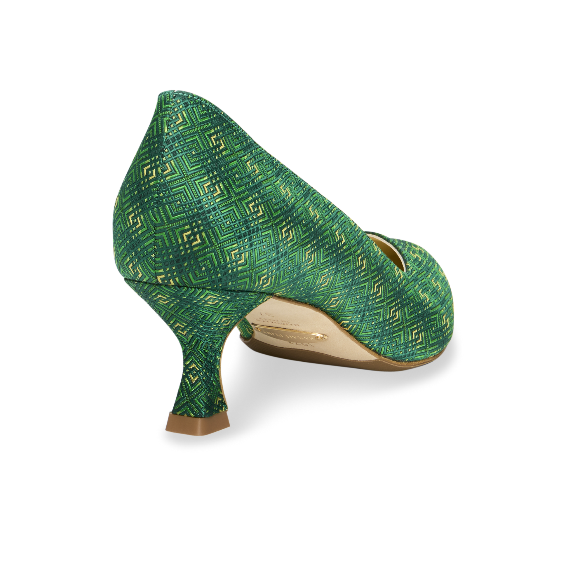 Perfect Kitten Pump 50 in Court Green Jacquard