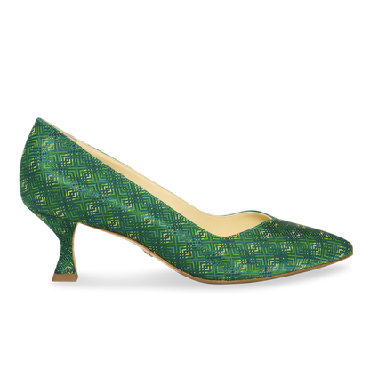 Perfect Kitten Pump 50 in Court Green Jacquard