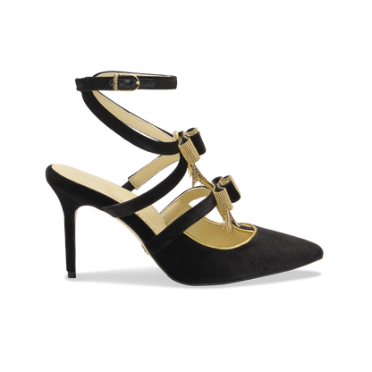 Perfect Marta 85 in Black Velvet and Gold Chain