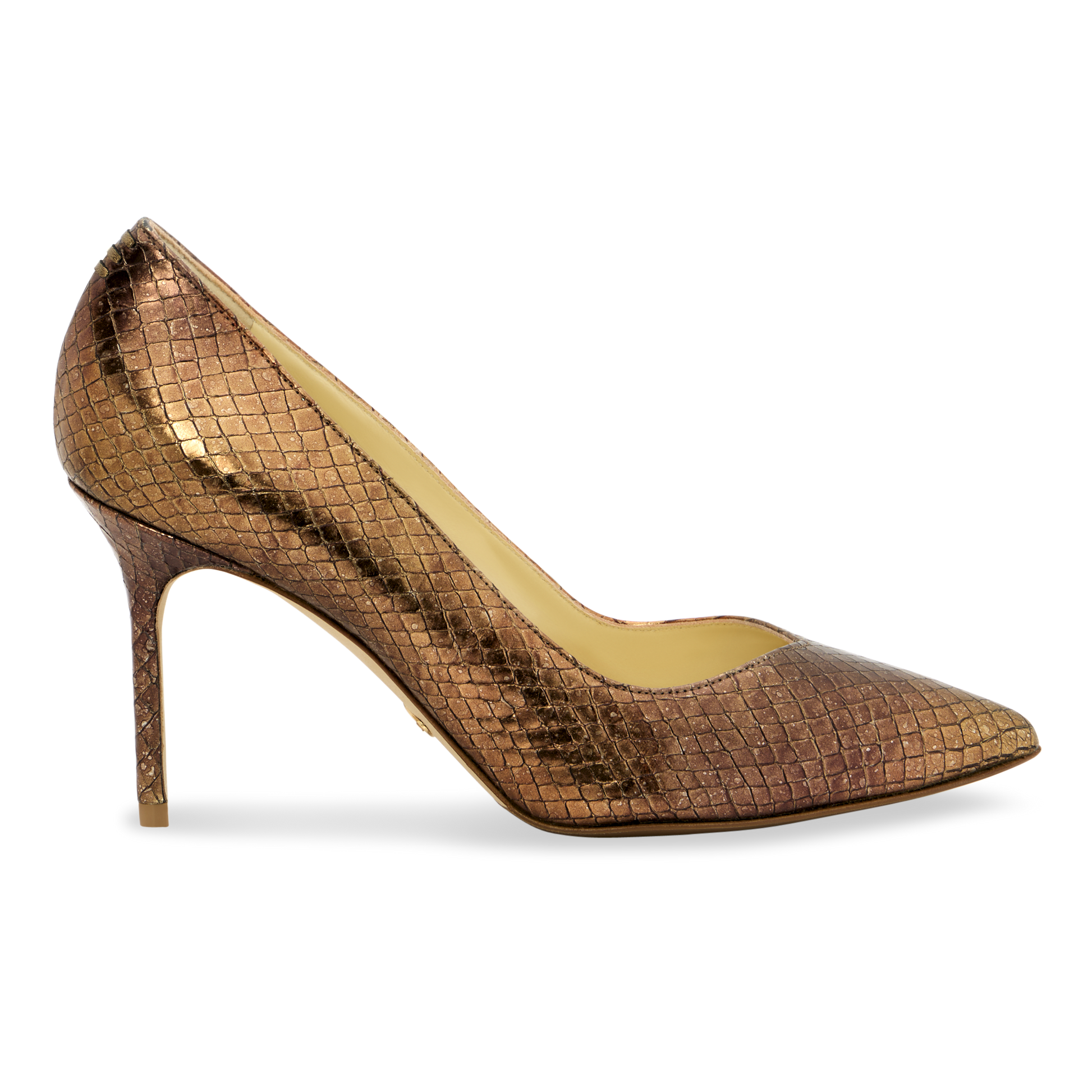 Perfect Pump 85 in Gold Snake Embossed Leather