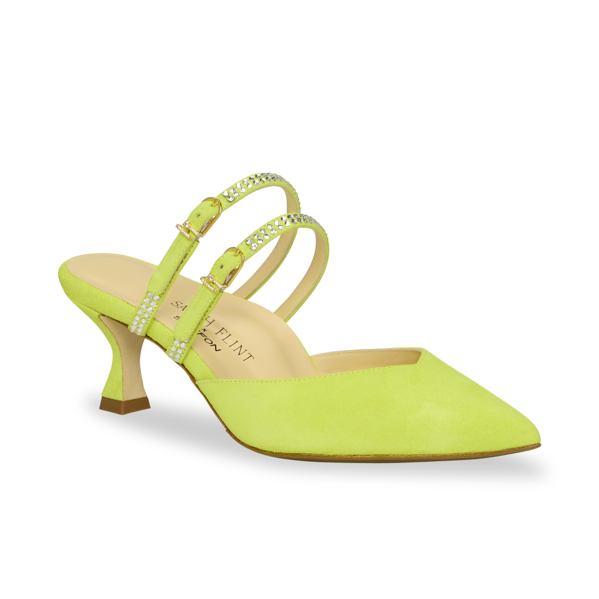 Perfect Shiffon Kitten Mule 50 in Optic Yellow Suede