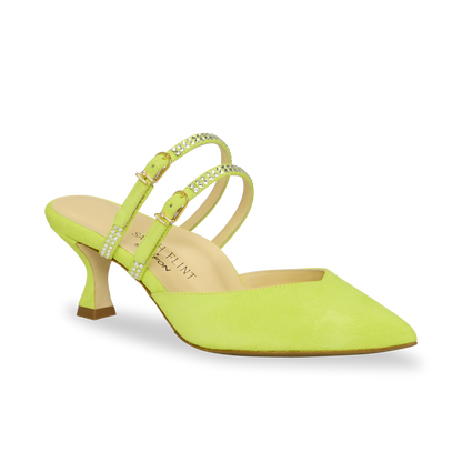 Perfect Shiffon Kitten Mule 50 in Optic Yellow Suede