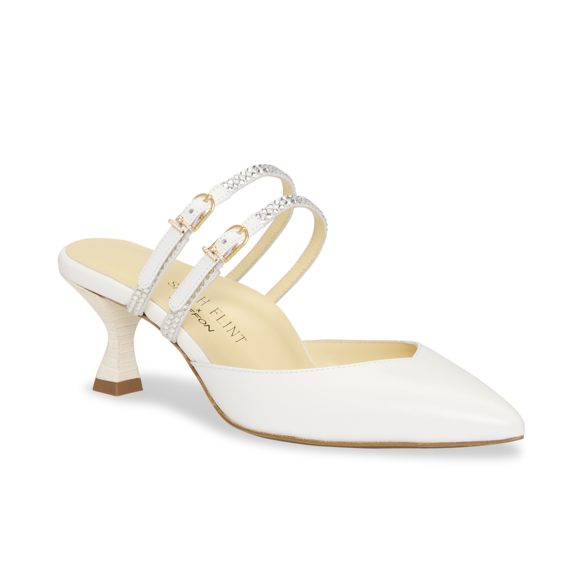 Perfect Shiffon Kitten Mule 50 in White Calf