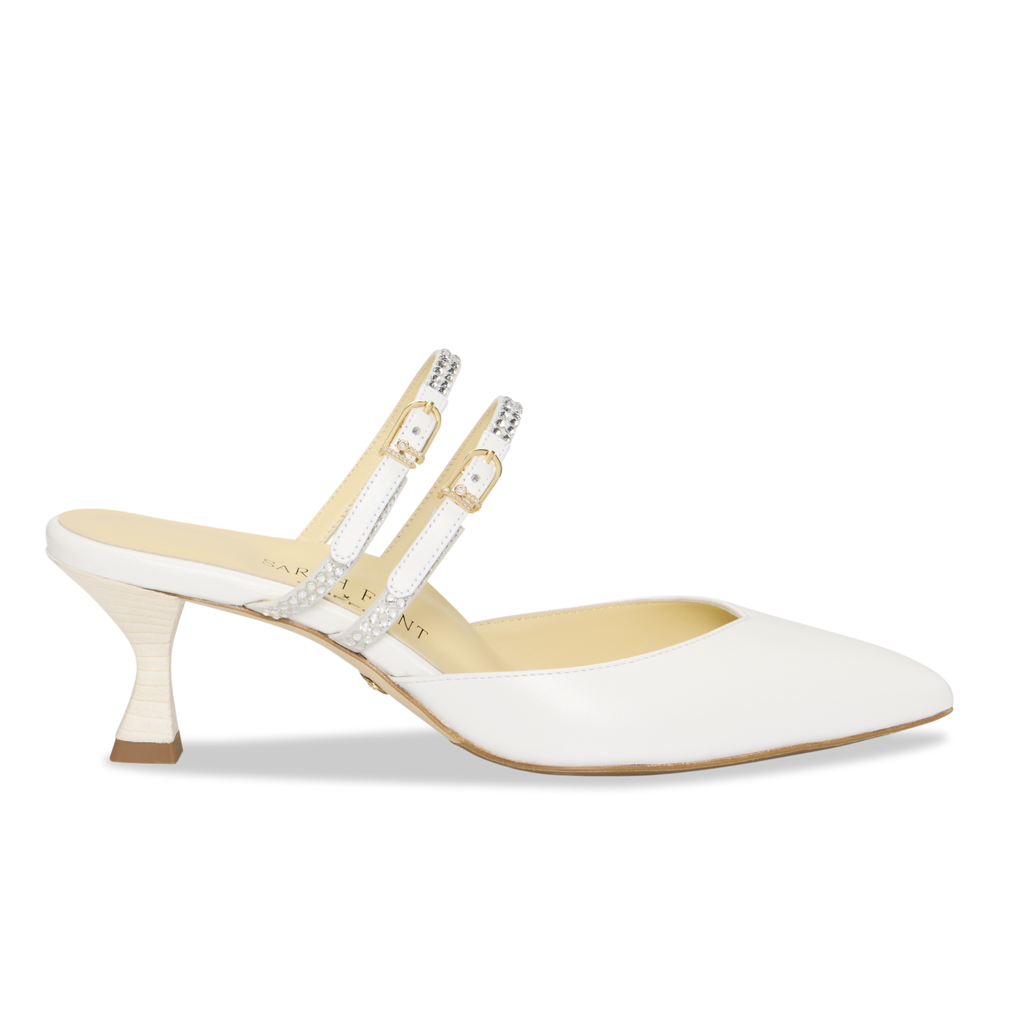 Perfect Shiffon Kitten Mule 50 in White Calf