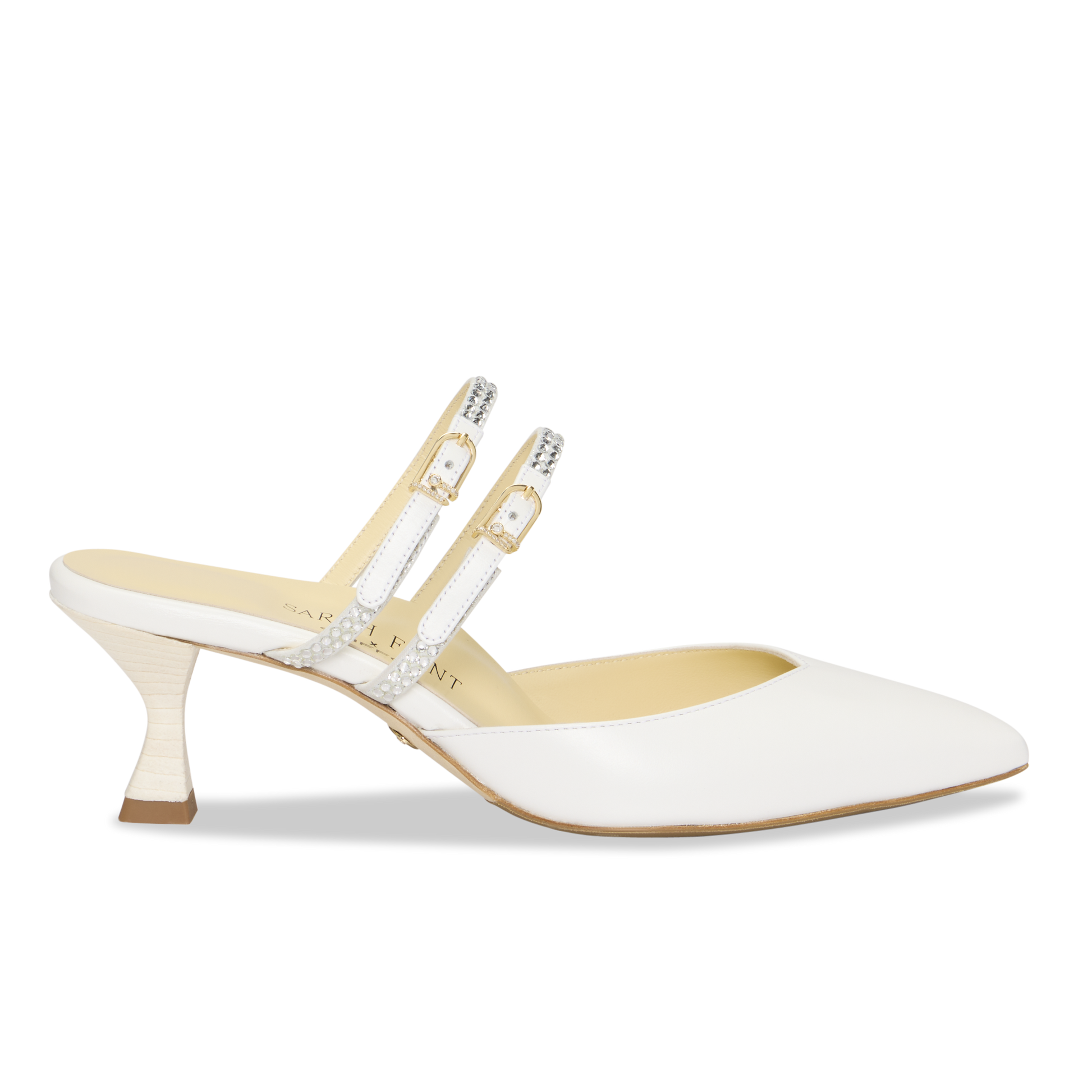 Perfect Shiffon Kitten Mule 50 in White Calf