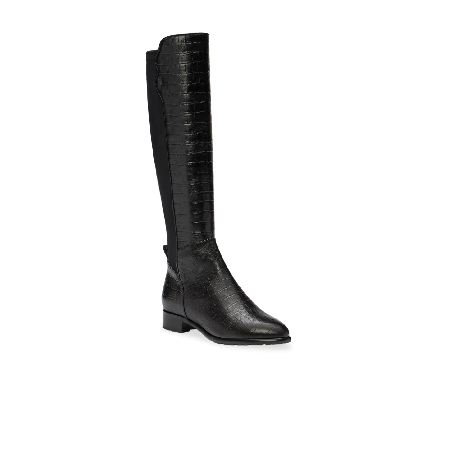 Perfect Stretch Boot 30 in Black Croc Embossed Leather