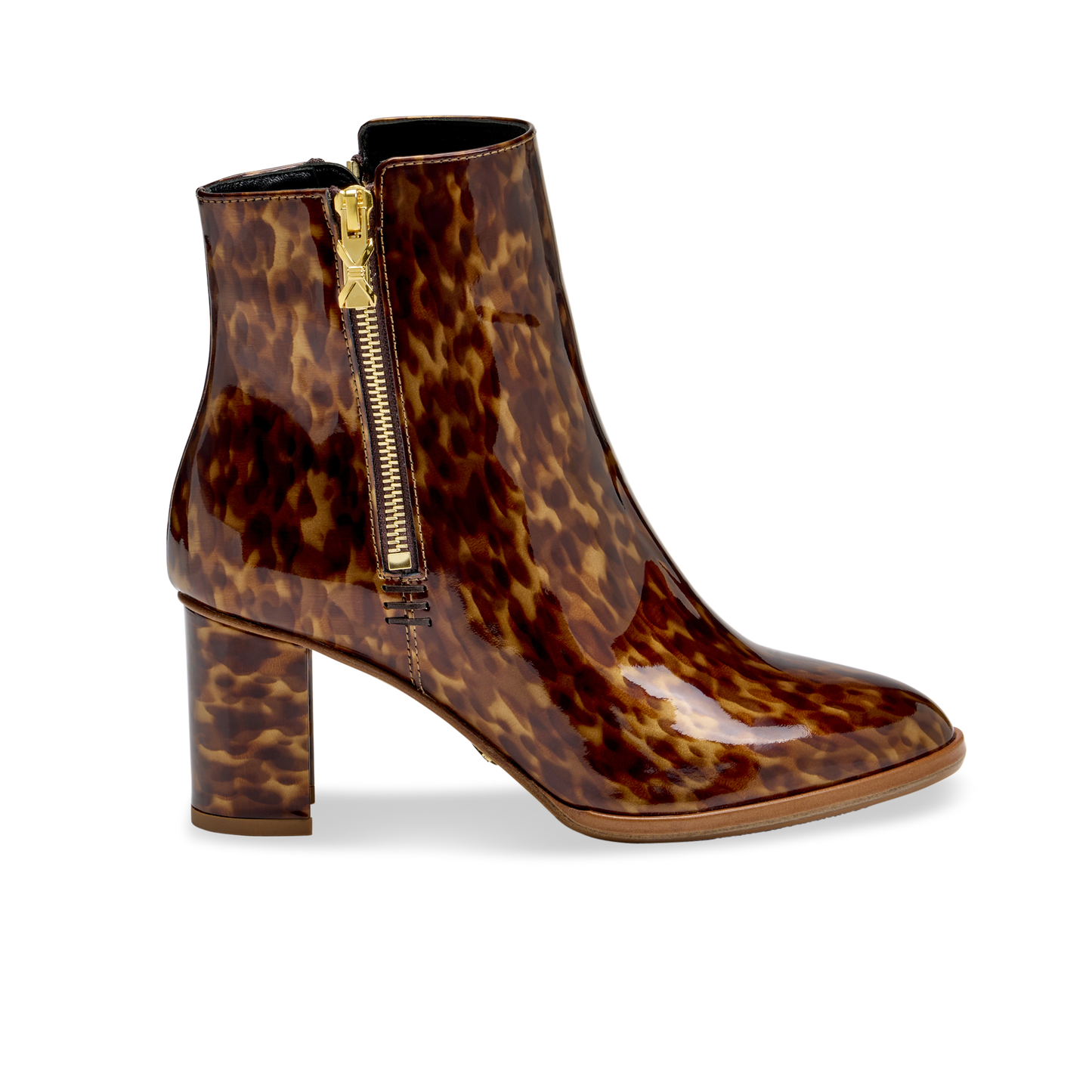 Perfect Zip Bootie 70 in Tortoise Patent