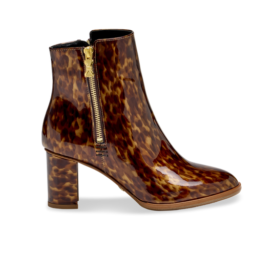 Perfect Zip Bootie 70 in Tortoise Patent