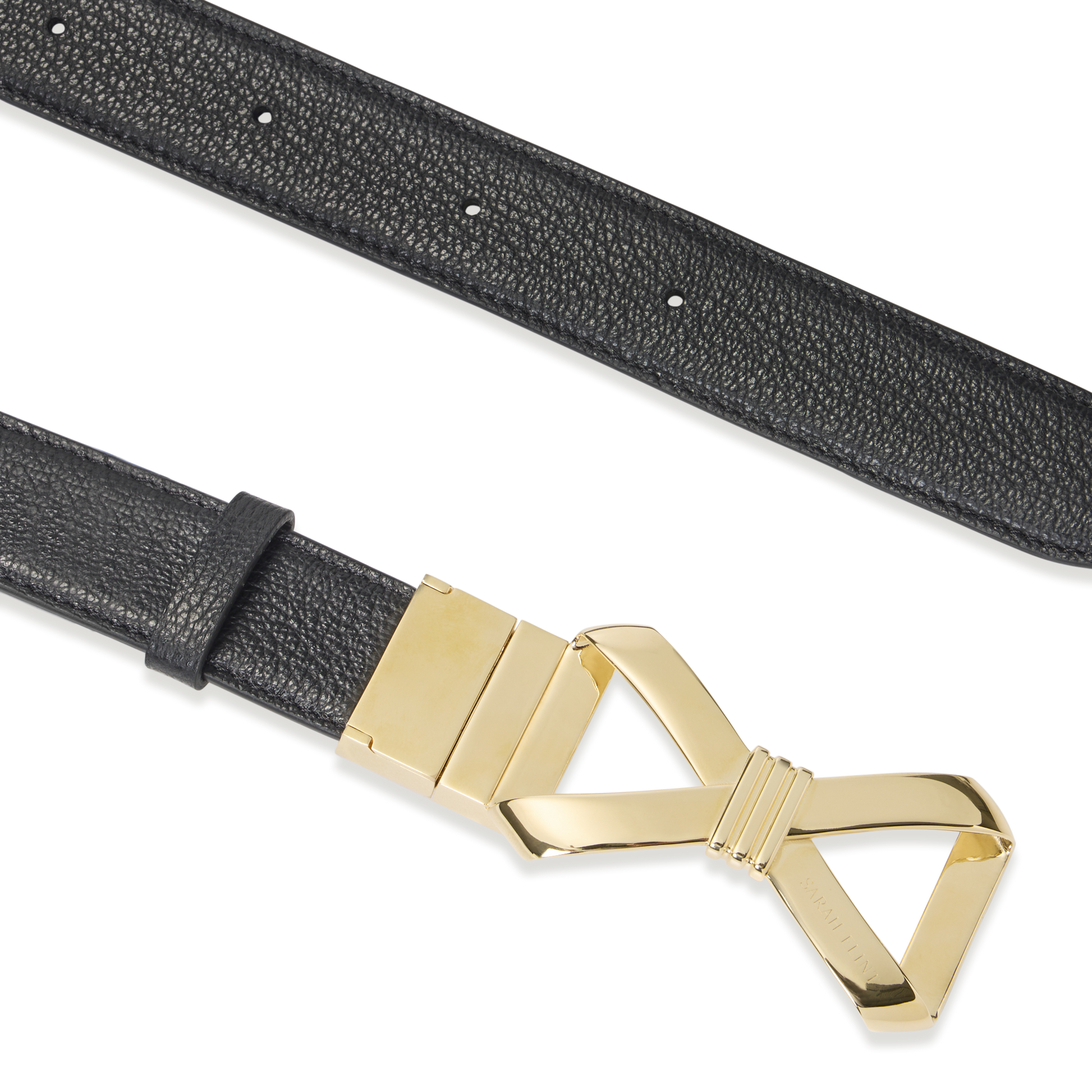 Bow Logo Reversible Belt in Black and Cobalt Calf