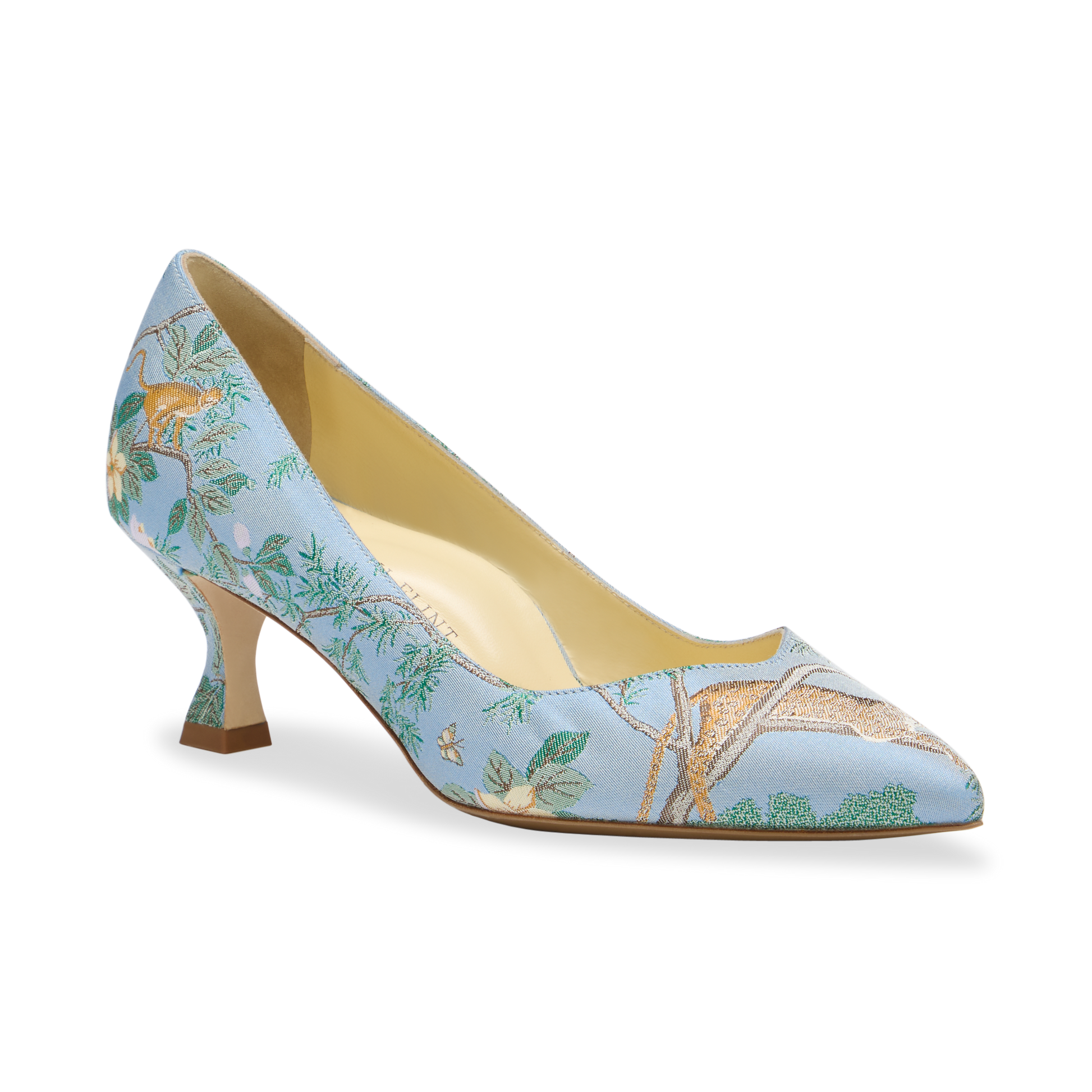 Sarah Flint X Gracie Perfect Kitten Pump 50 in Blue Tropics Jacquard
