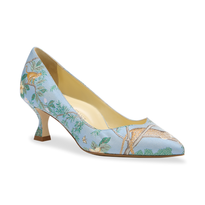 Sarah Flint X Gracie Perfect Kitten Pump 50 in Blue Tropics Jacquard