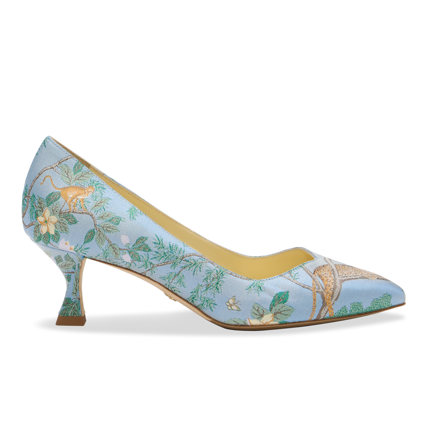 Sarah Flint X Gracie Perfect Kitten Pump 50 in Blue Tropics Jacquard