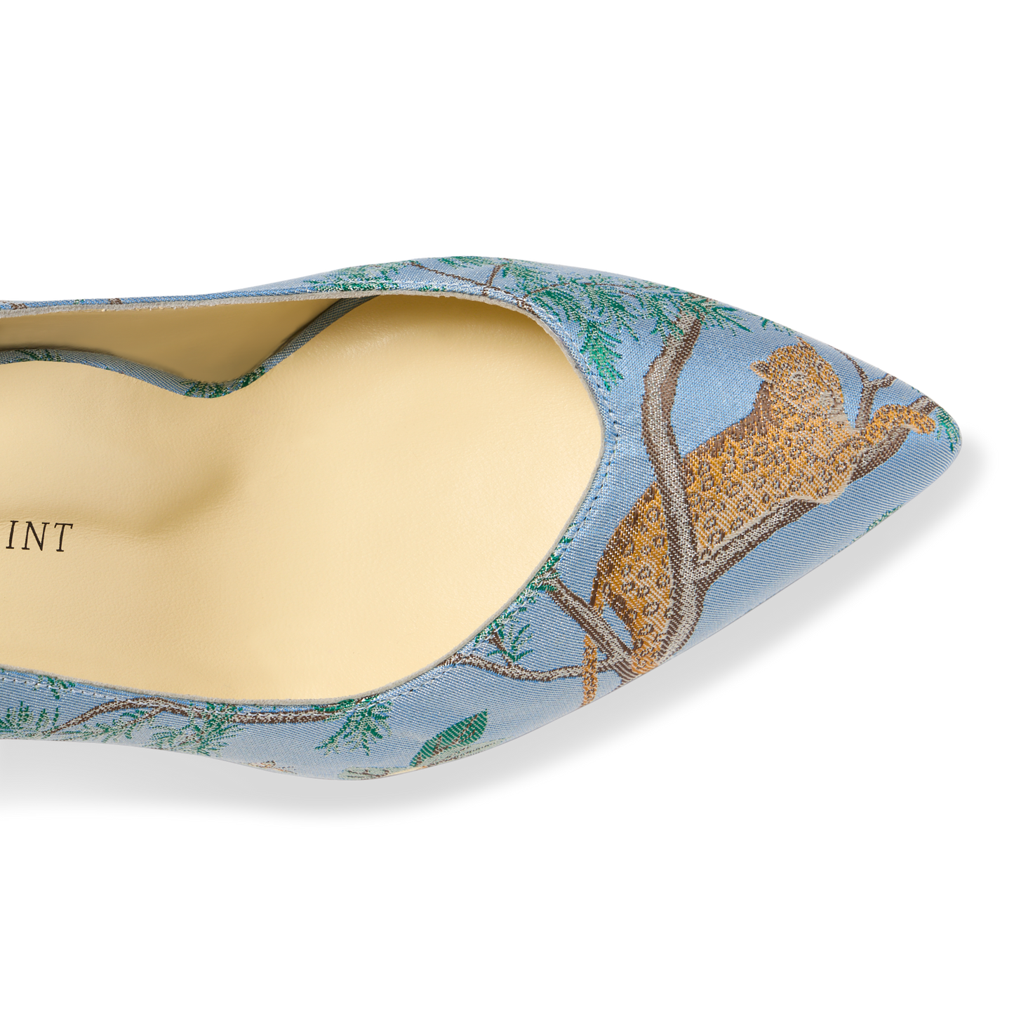 Sarah Flint X Gracie Perfect Kitten Pump 50 in Blue Tropics Jacquard