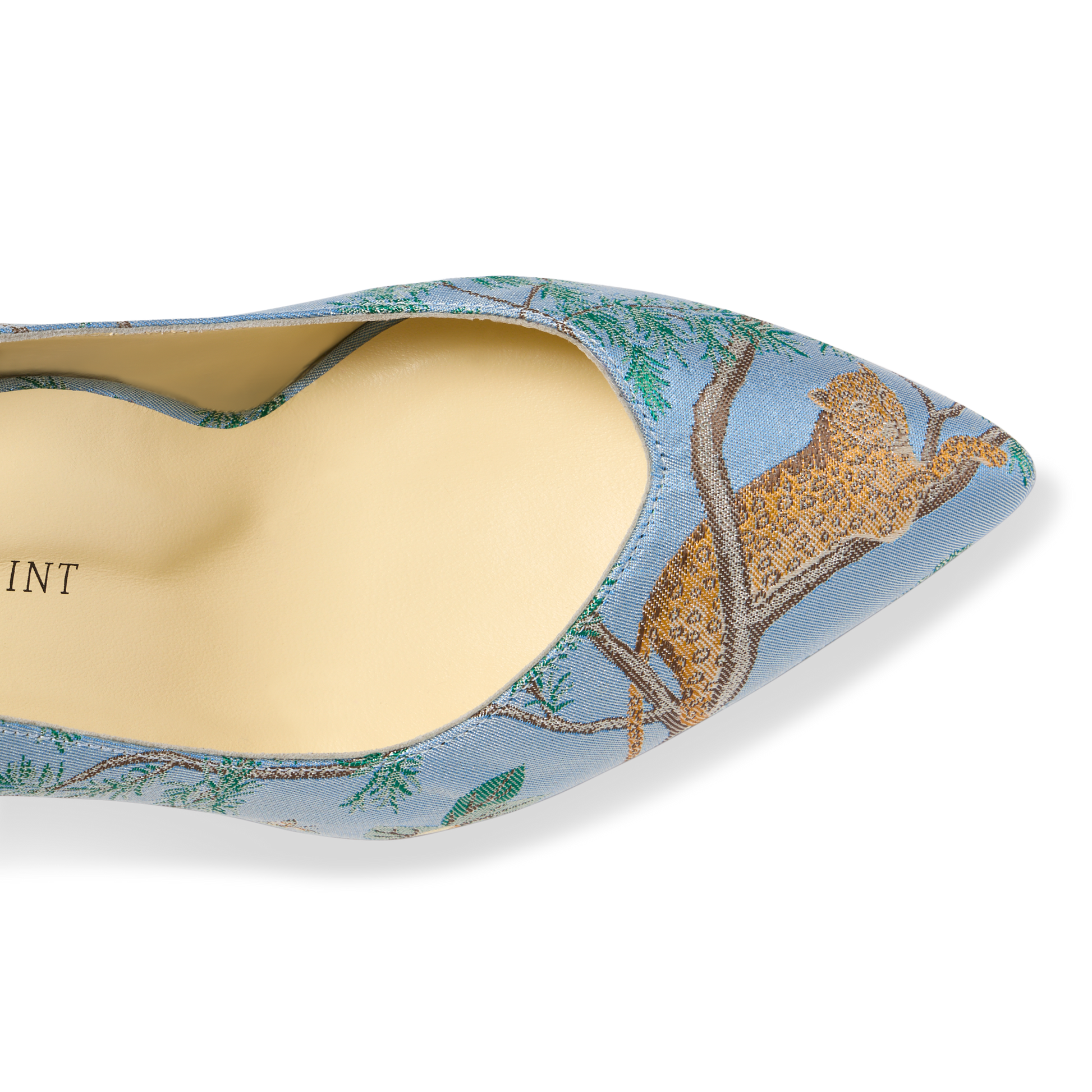 Sarah Flint X Gracie Perfect Kitten Pump 50 in Blue Tropics Jacquard