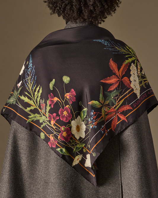 Sarah Flint x Mary Orton Bordeaux Floral Scarf 90