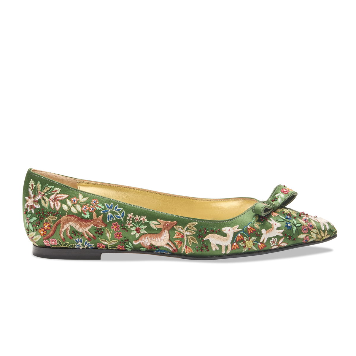 Natalie And The Unicorn in Emerald Tapestry Satin