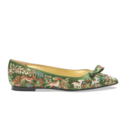 Natalie And The Unicorn in Emerald Tapestry Satin