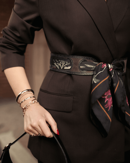 Sarah Flint x Mary Orton Bordeaux Floral Scarf 90