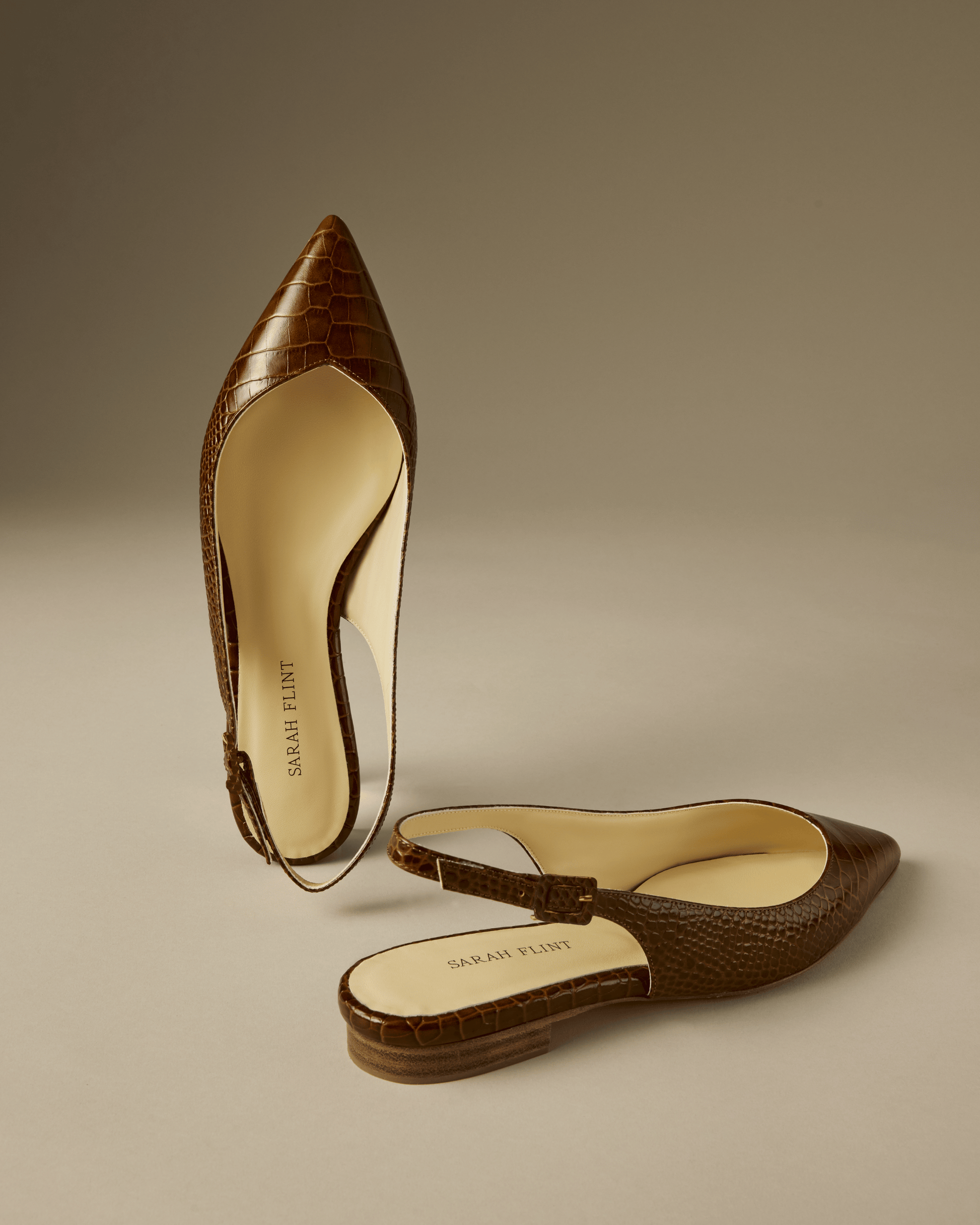 Stella in Cognac Croc Embossed Calf