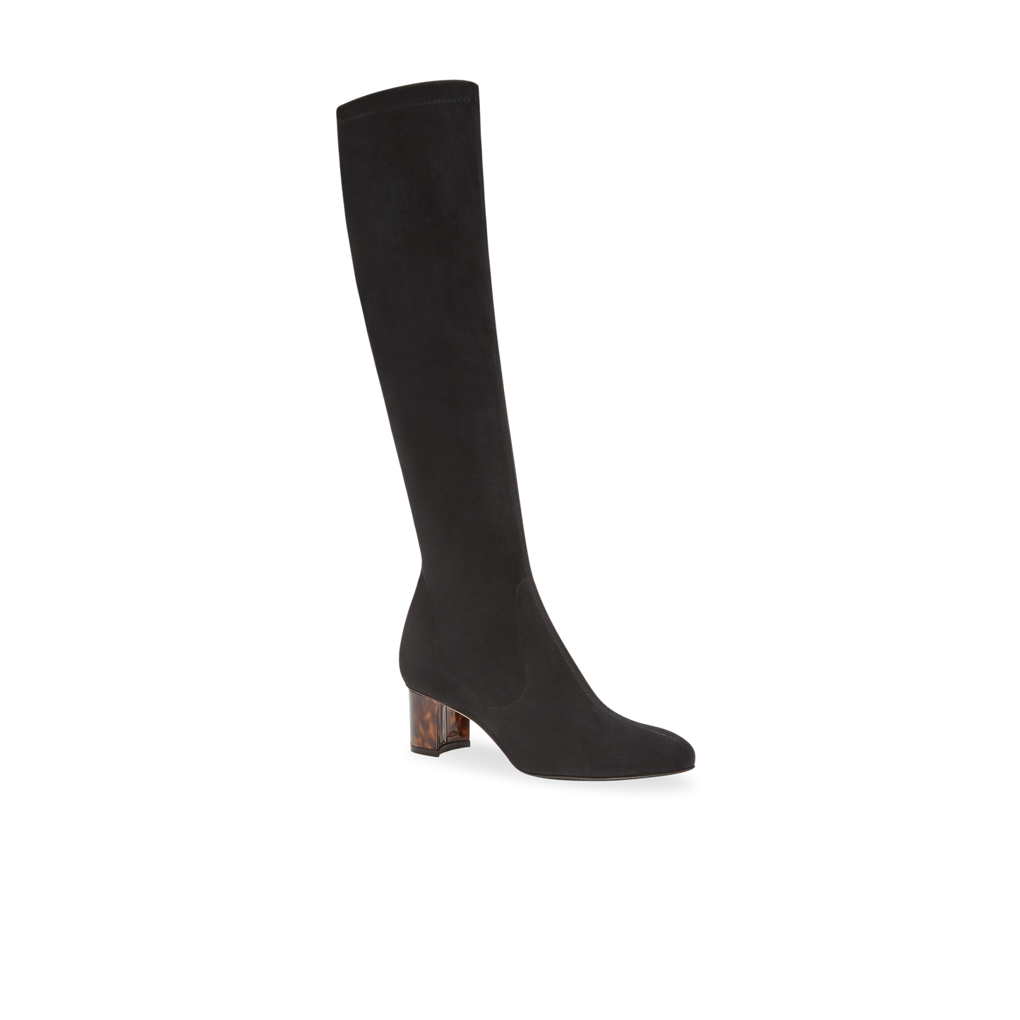 Alexandra 50 in Black Stretch Suede Knee High 30mm Boot