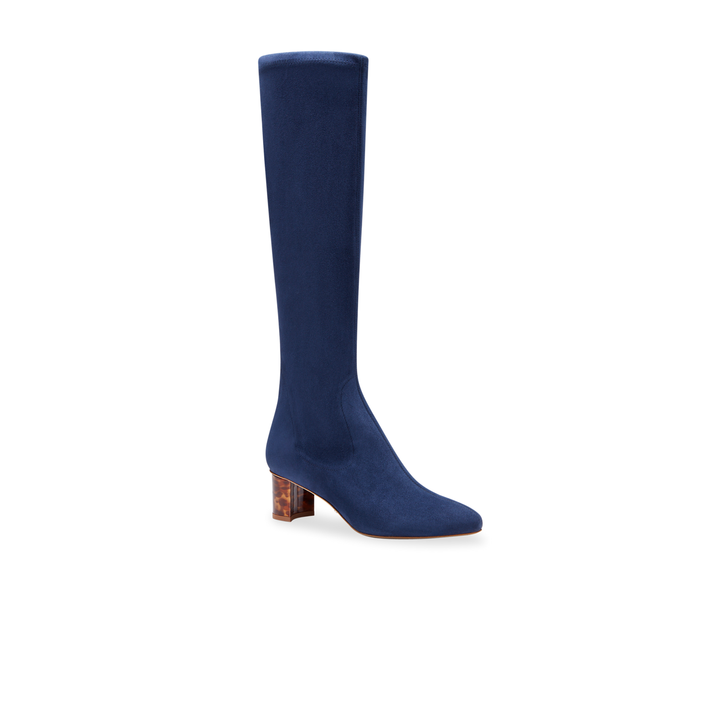 Alexandra 50 in Navy Stretch Suede Knee High 30mm Boot