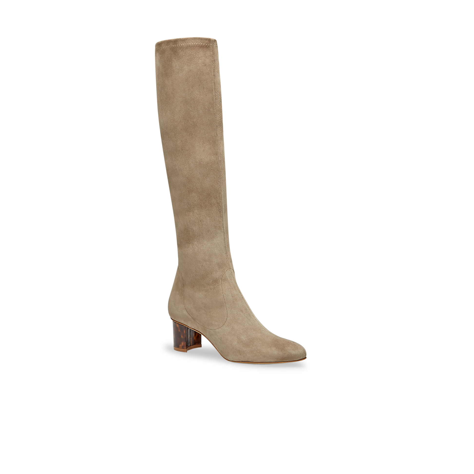 50mm Italian Made To-the-knee Alexandra Boot in Taupe Stretch Suede