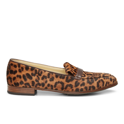 15mm Alysia Gravati Italian Made Flat in Chocolate Leopard Hair Calf