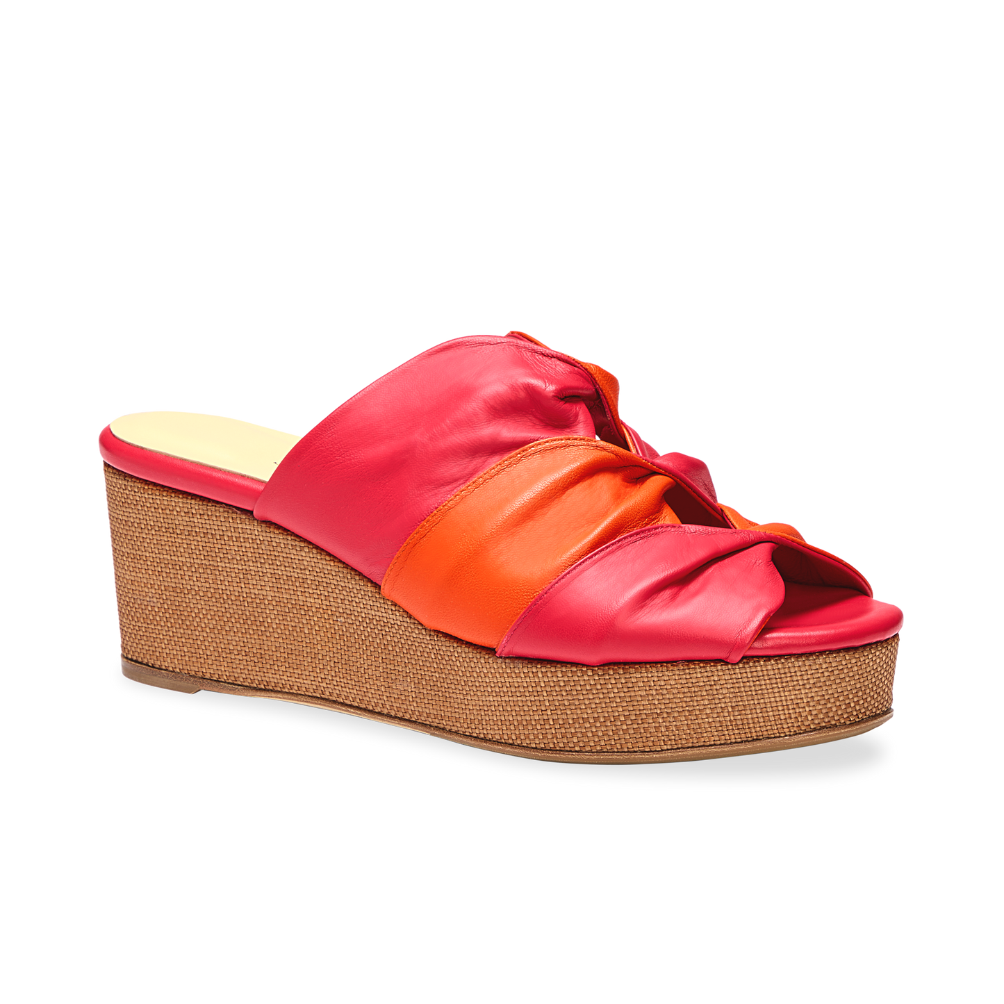 Perfect Arabesque Wedge 50 in Positano Pink Nappa & Woven Wedge