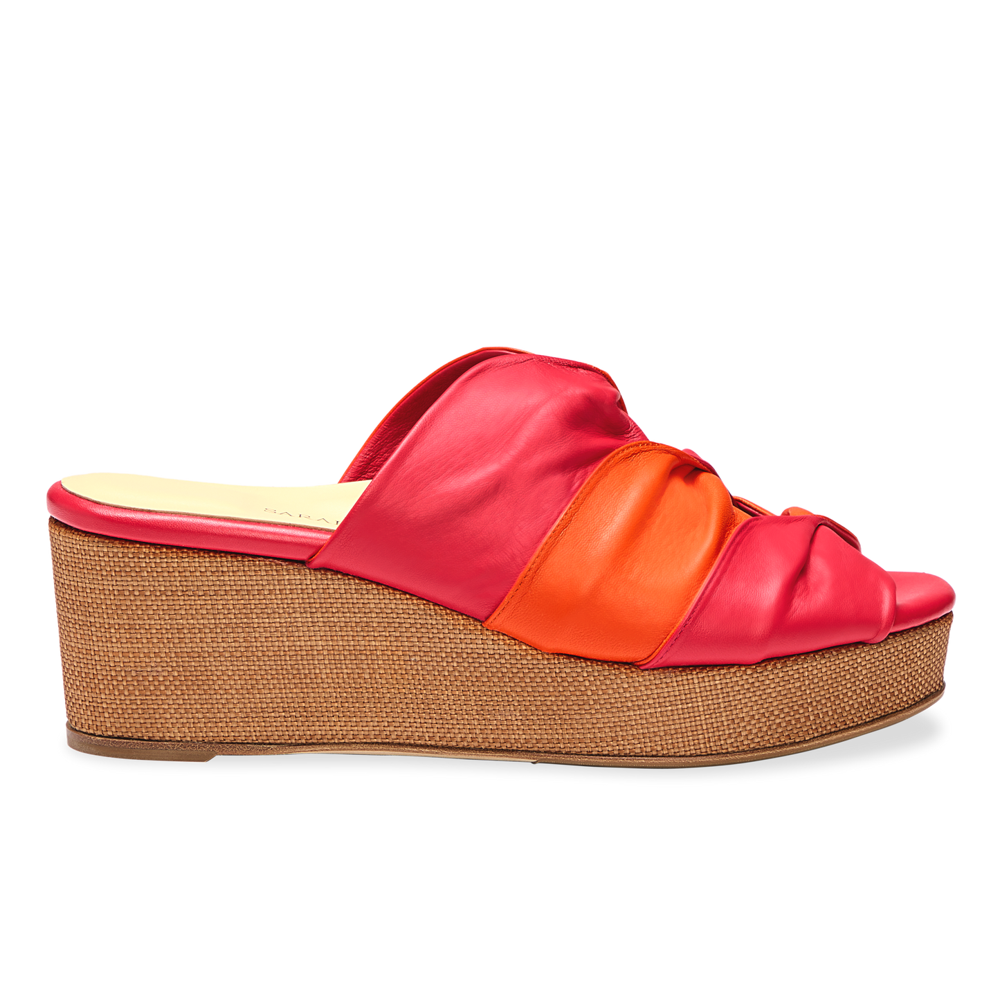 Perfect Arabesque Wedge 50 in Positano Pink Nappa & Woven Wedge