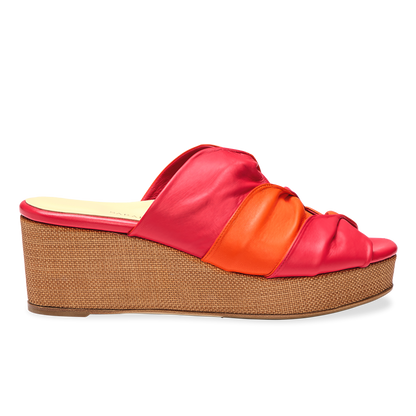 Perfect Arabesque Wedge 50 in Positano Pink Nappa & Woven Wedge